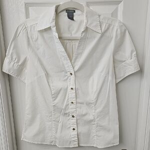 Ann Taylor White Button-Down Blouse
